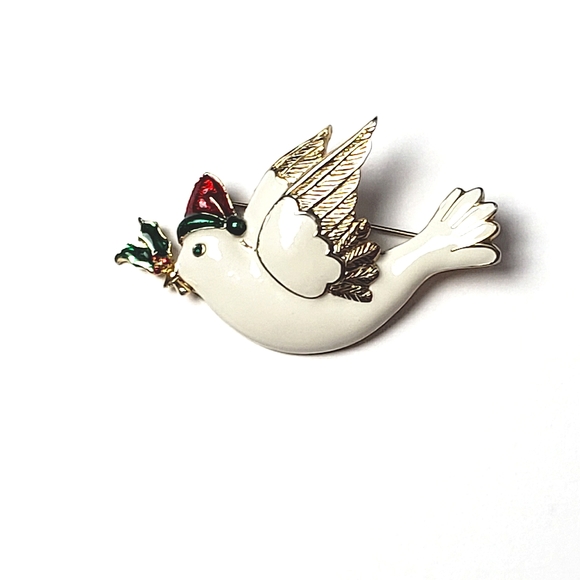 Christmas Dove Brooch - Picture 1 of 2